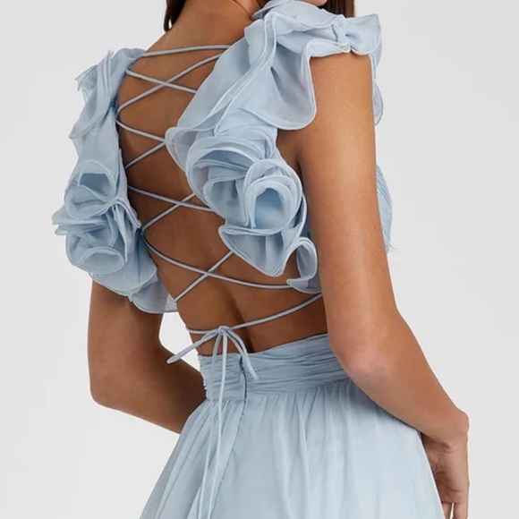 Macduggal ruffle tiered cut out chiffon gown - Picture 2 of 11